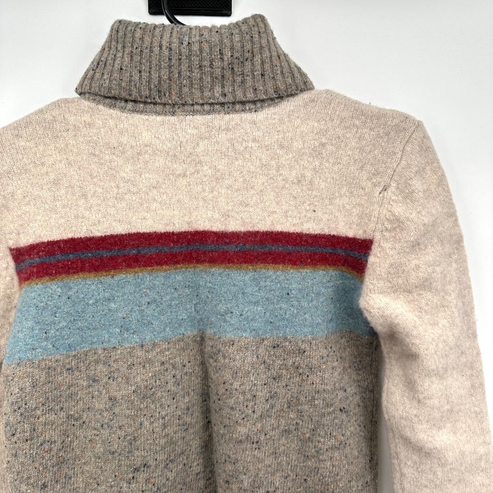 Pendleton Womens Lambswool Blend Striped Turtleneck Sweater Grey Beige Small - Picture 7 of 12